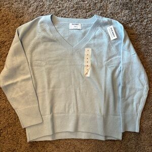 SoSoft Loose V-Neck Sweater Blue Size S Petite